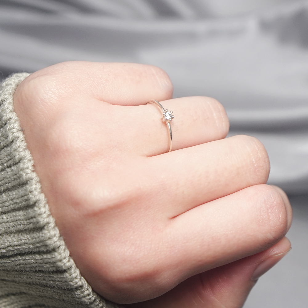 巧心可麗露純銀線戒 Taffy系列小鑽戒 925純銀戒指 尾戒