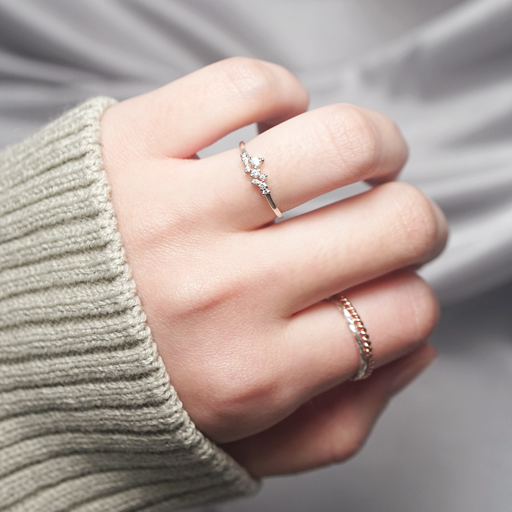 光鏡星軌純銀線戒 Taffy系列小鑽戒 925純銀戒指 尾戒