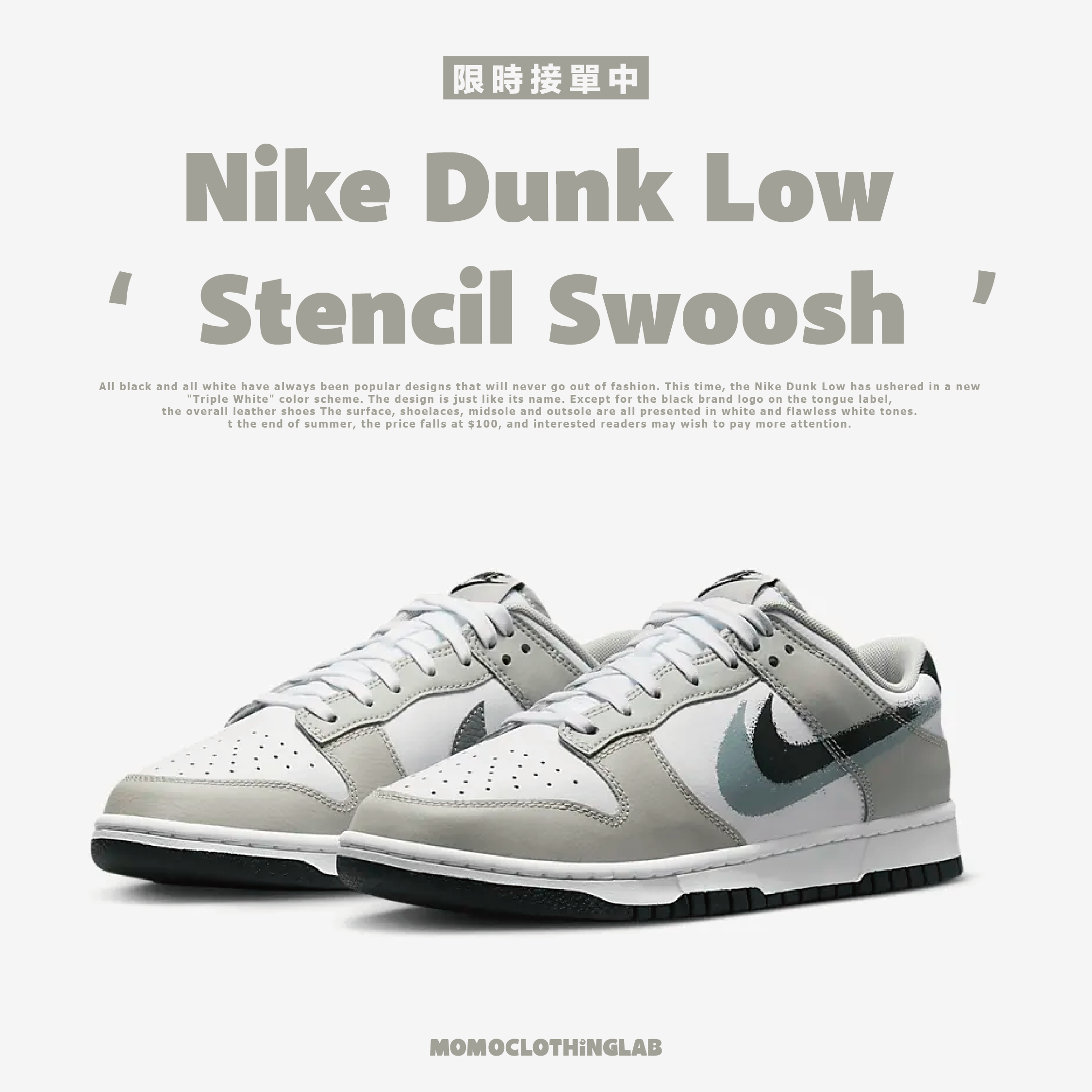 【代購】Nike Dunk Low Spray Paint 雙勾 灰白 FD0661-100