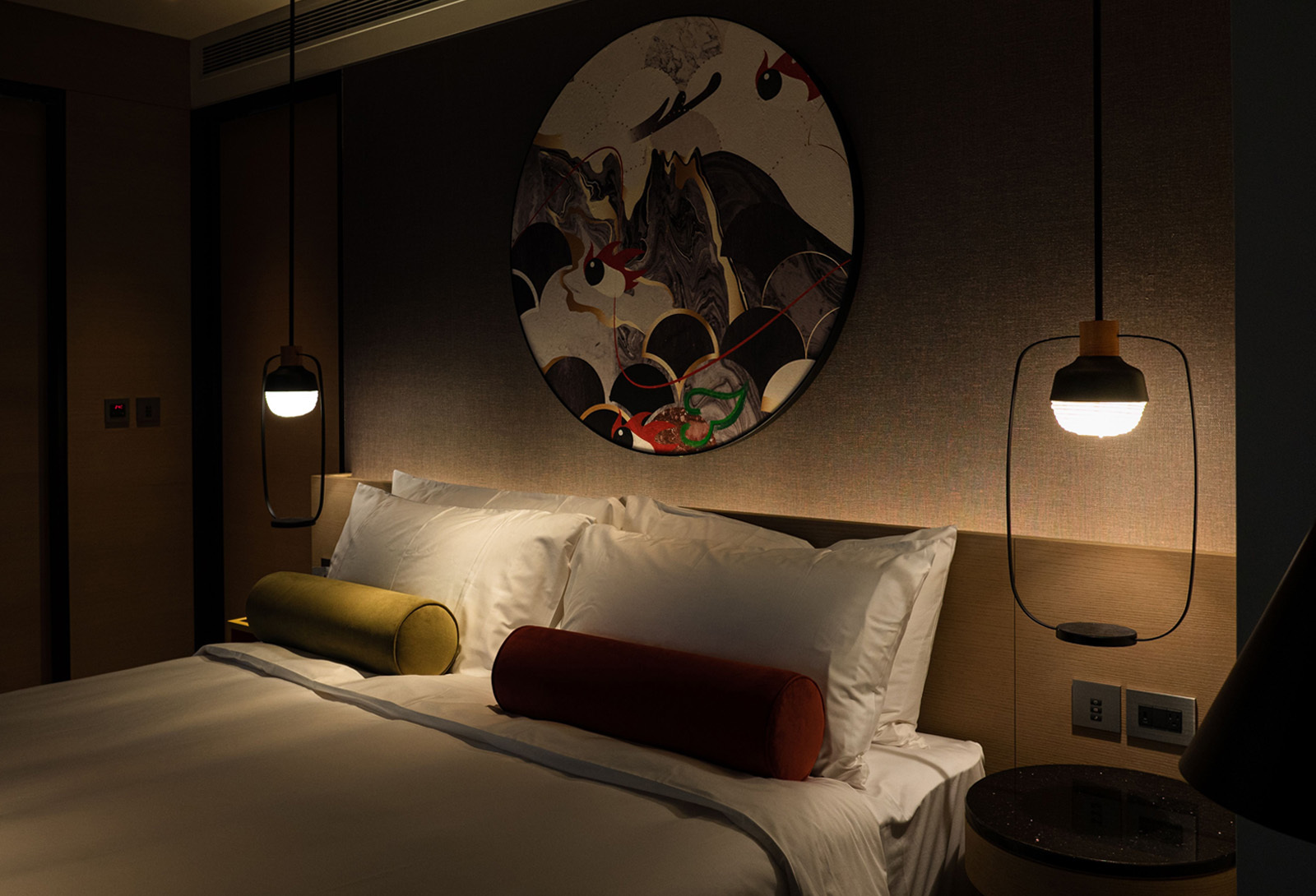 台北大直英迪格indigo飯店房間兩盞床頭吊燈