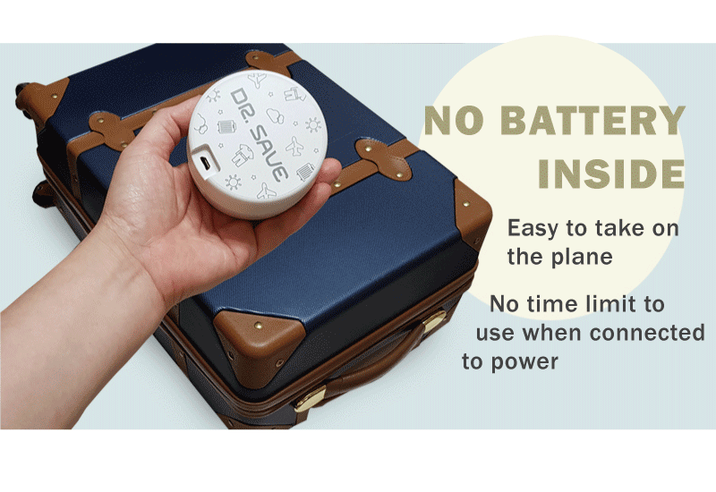 No battery inside. Easy to take on the plane