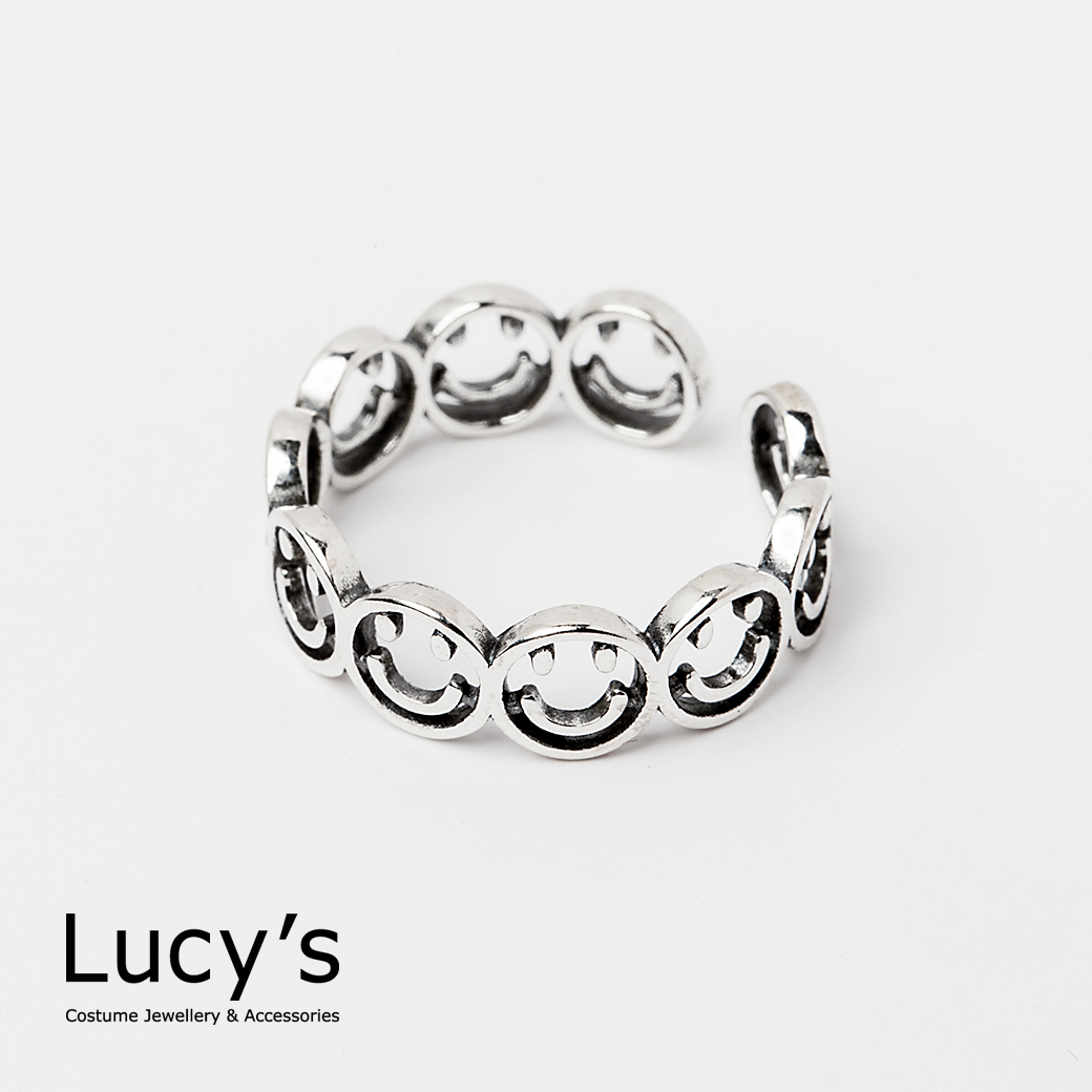 925純銀 笑臉滿滿 硫化開口戒 (102506)