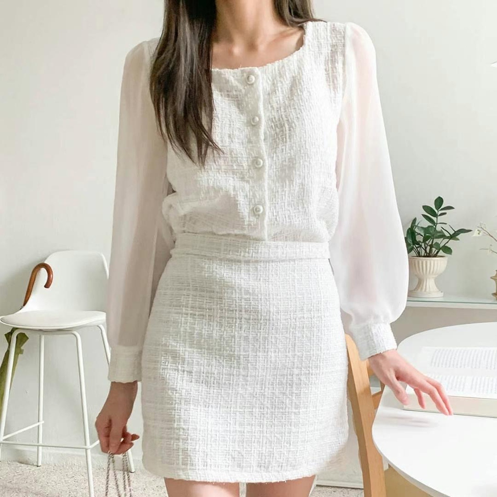 (現貨) KR 斯文閃透袖套裝｜BLACK