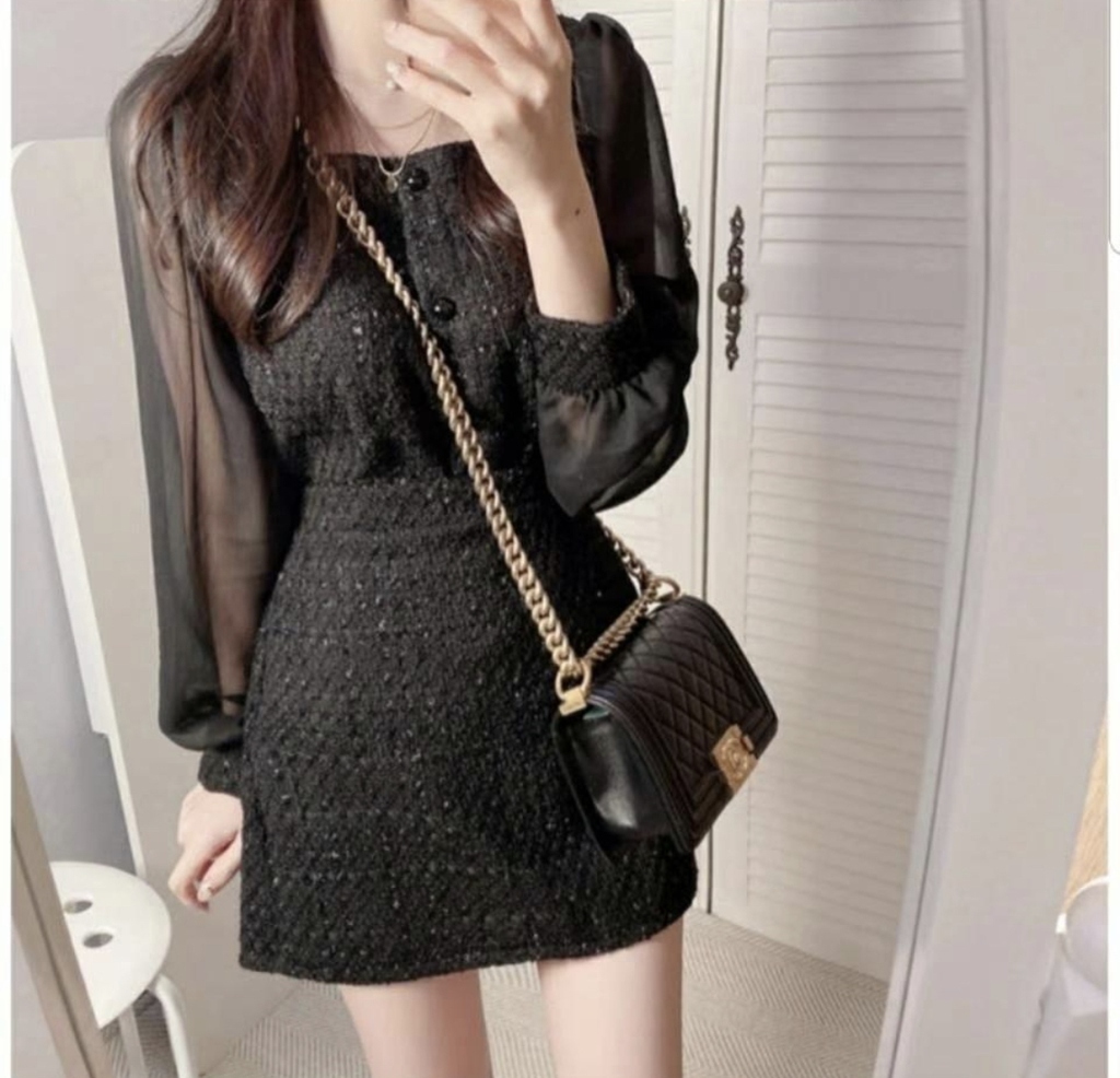 (現貨) KR 斯文閃透袖套裝｜BLACK