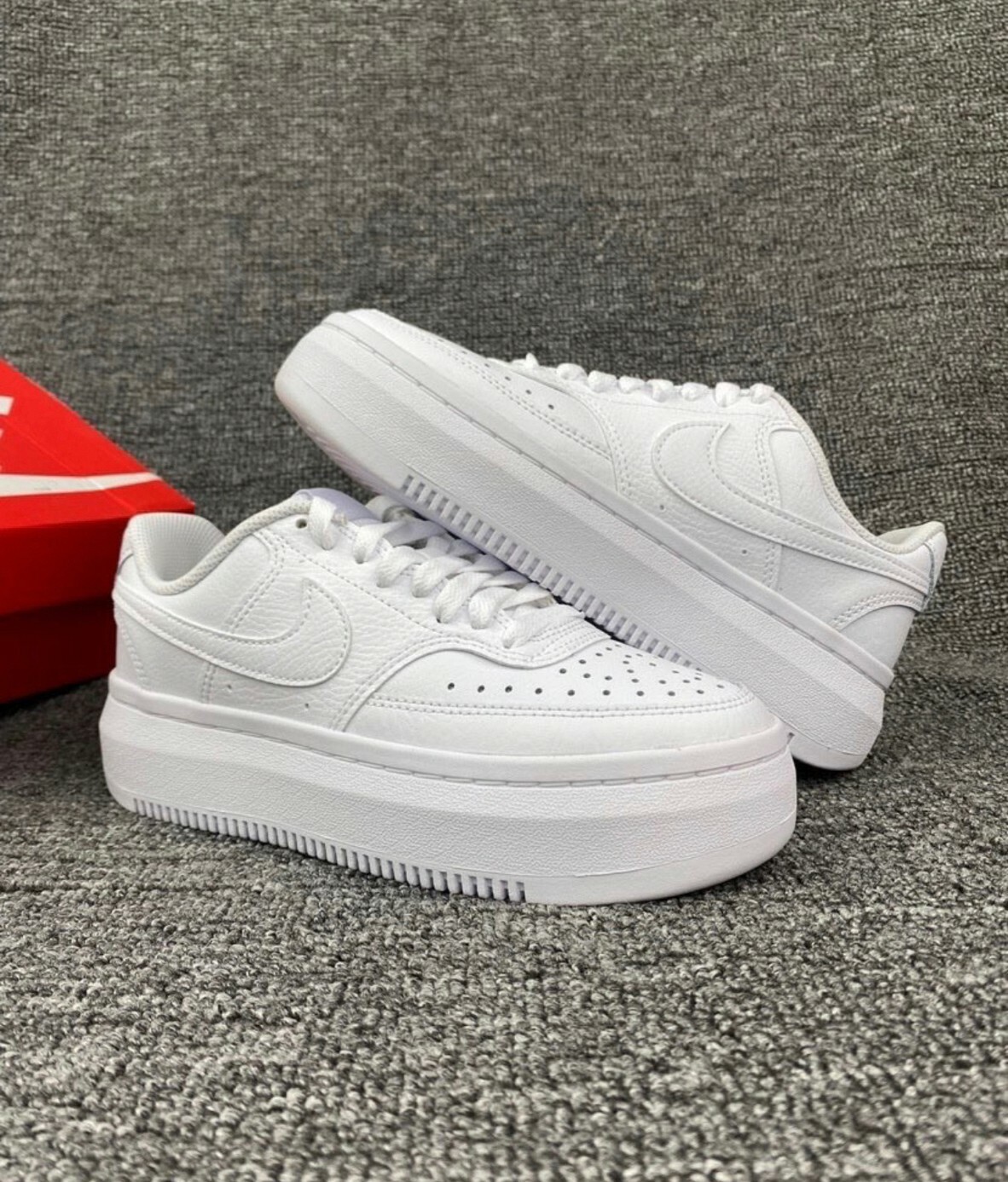 NIKE COURT VISION ALTA LEATHER厚底增高 黑白輕量 女鞋FEB-