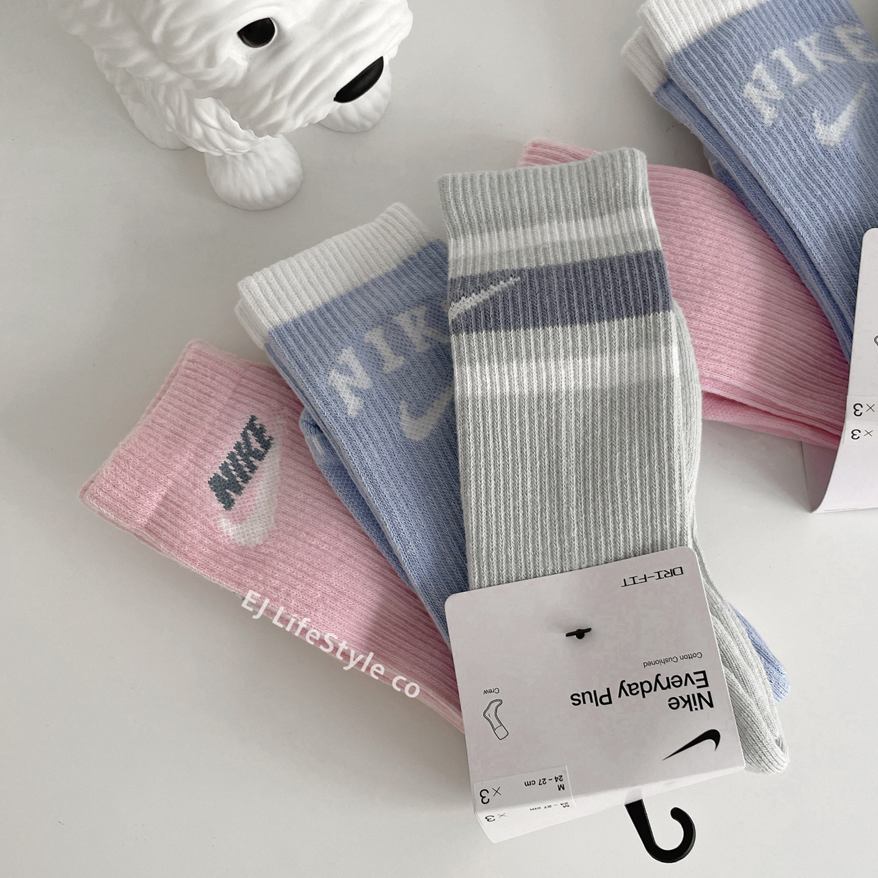 NIKE EVERYDAY CREW 3PR 三雙一組 長襪 寶寶藍 粉色 藍灰色DX7665-902 / 現貨