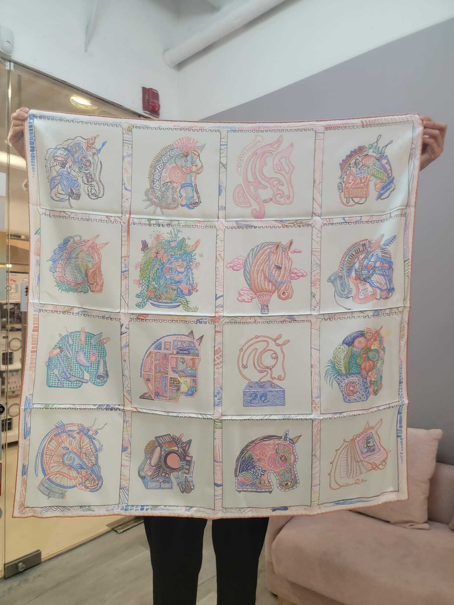 HERMES Chevaloscope scarf 90 氣泡綠
