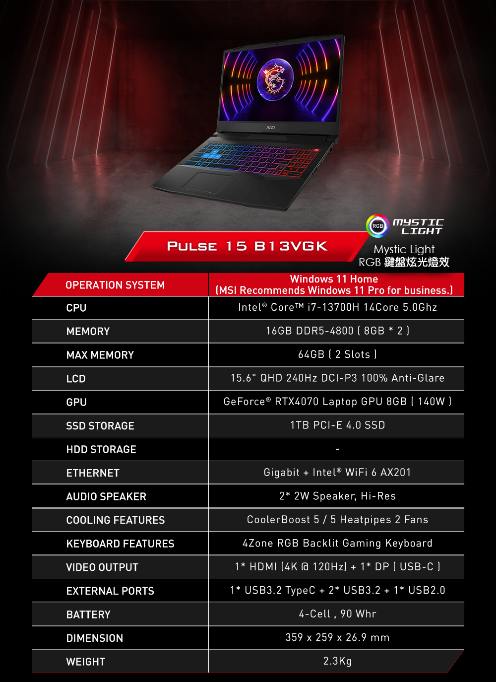 MSI Pulse 15 Gaming Laptop 2023 I7 13700H RTX4070 MSI Pulse 15 Gaming Laptop 2023 I7 13700H RTX4070