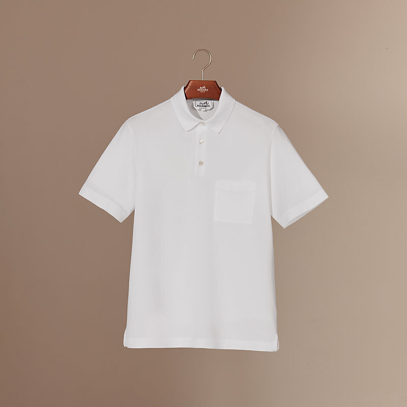 Polo boutonne pique de coton blanc （可預訂尺碼）