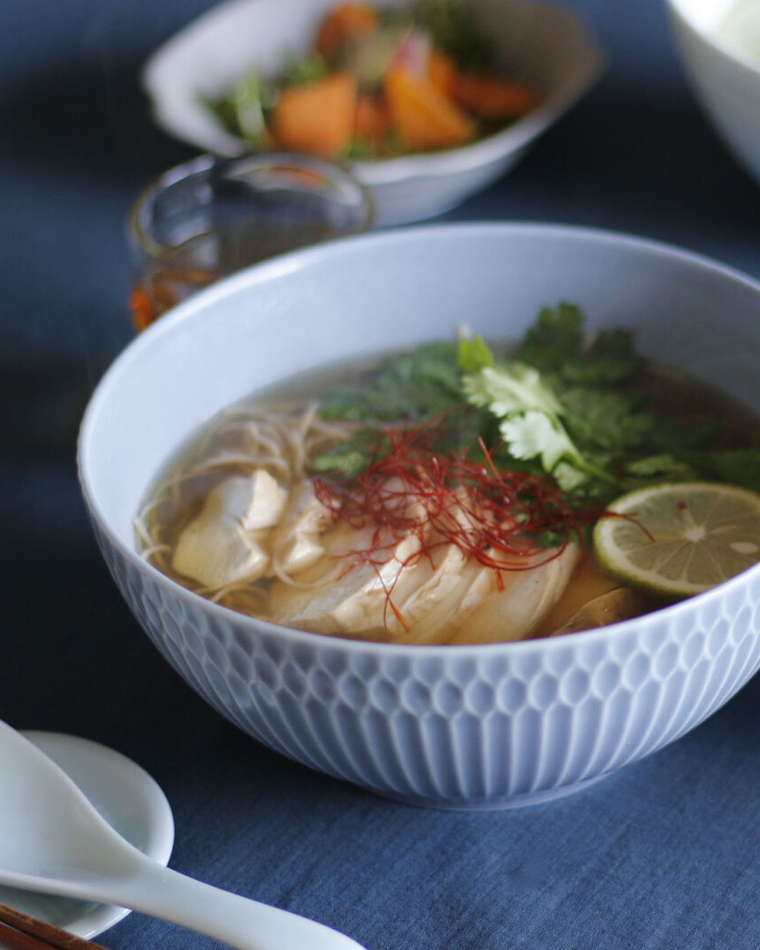 美濃燒 漣漪 19cm 湯麵碗 灰藍｜小田陶器