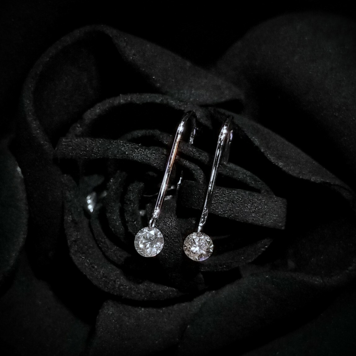 全新18K白金【主石23份鑽石】吊耳環