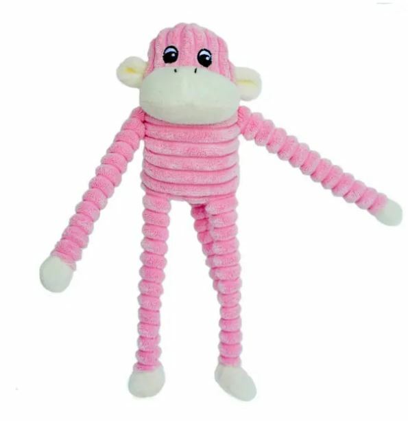 Zippy Paws - Spencer the Crinkle Monkey - Small Pink