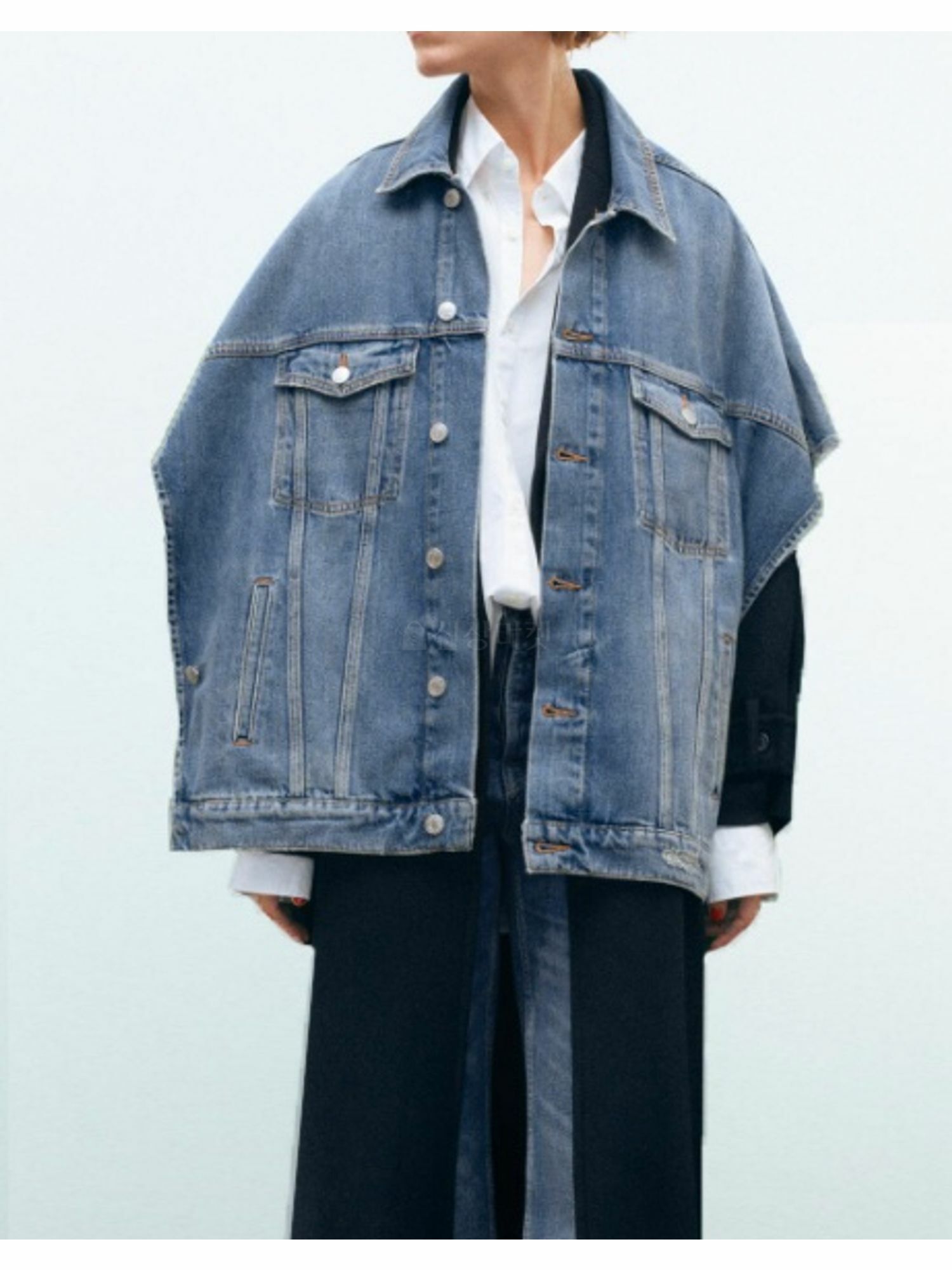 披肩牛仔背心夾克