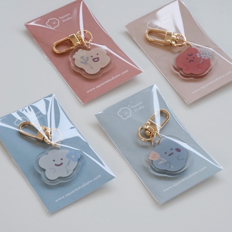 VOGUE小花系列  金屬壓克力吊飾  35mm