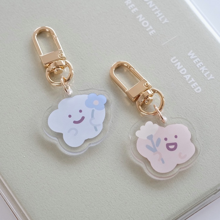 VOGUE小花系列  金屬壓克力吊飾  35mm