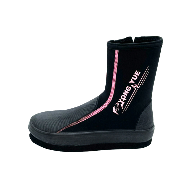 YONGYUE長筒防滑鞋/黑底粉色邊