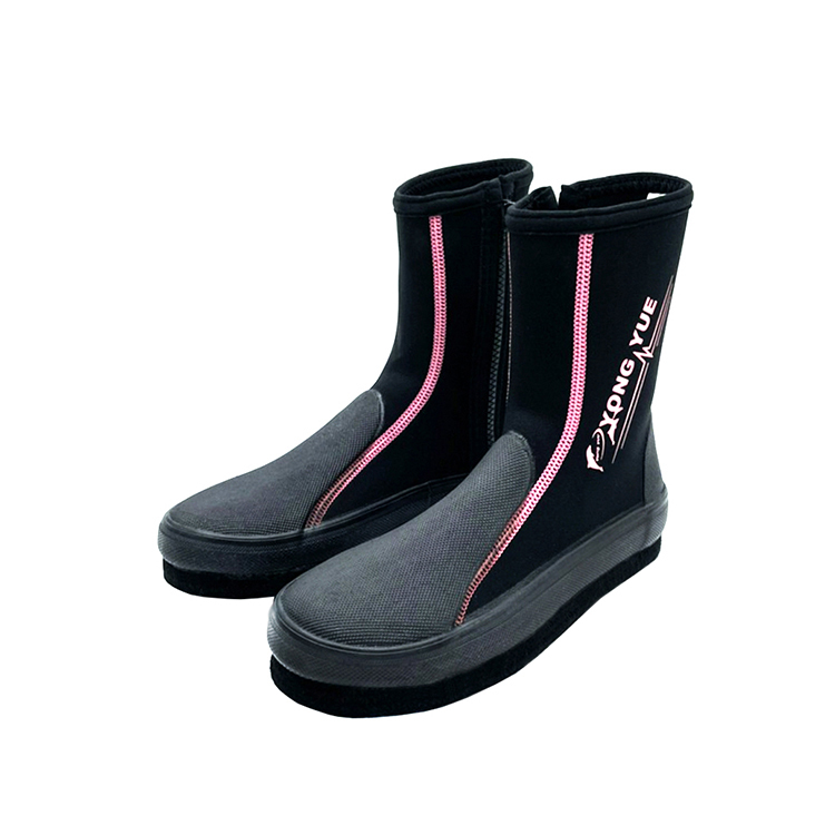 YONGYUE長筒防滑鞋/黑底粉色邊