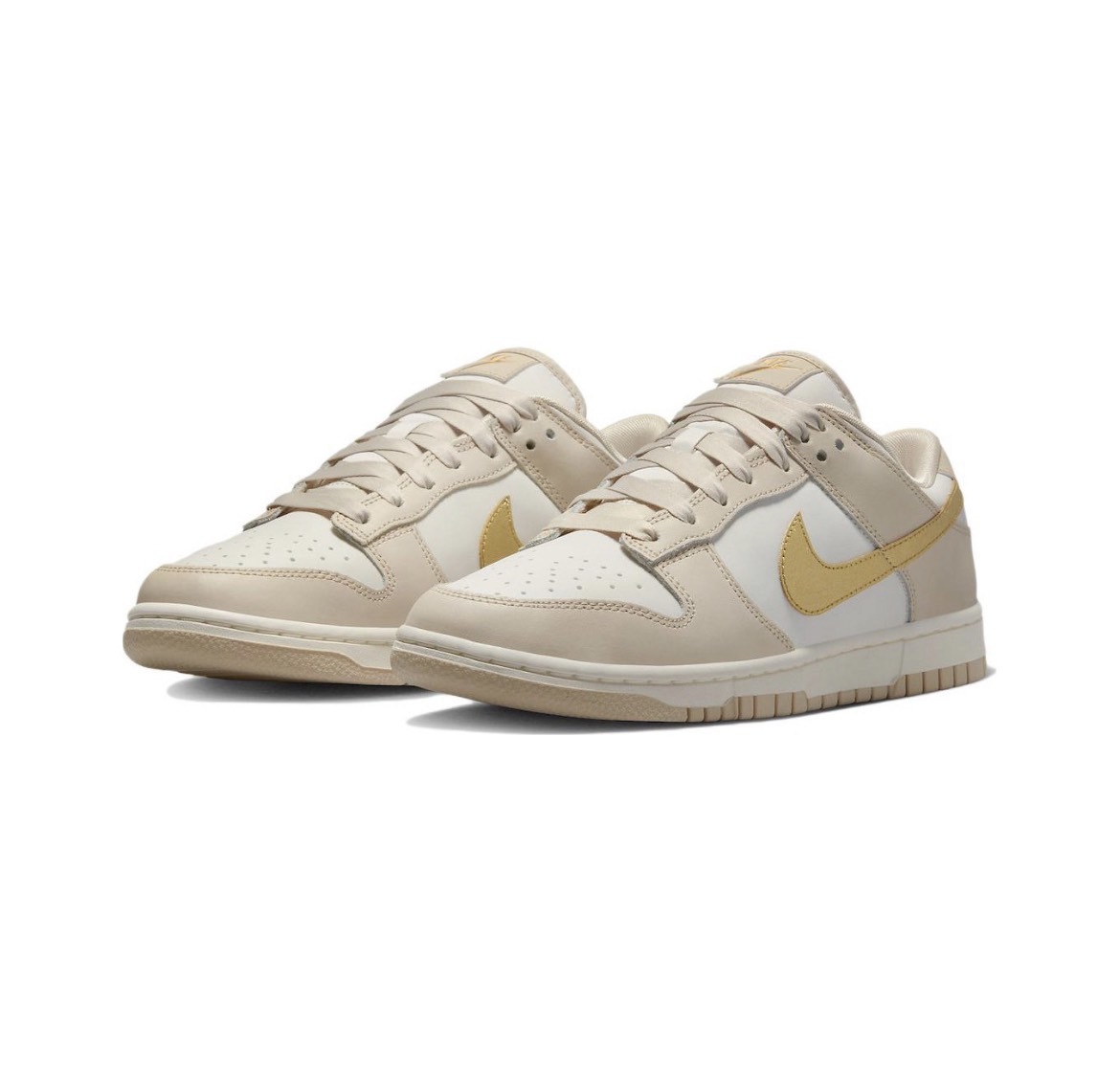 Nike Dunk Low "Gold Swoosh 奶茶金箔 金勾 女款