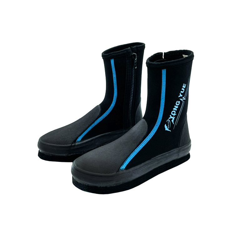 YONGYUE長筒防滑鞋/黑底水藍色邊