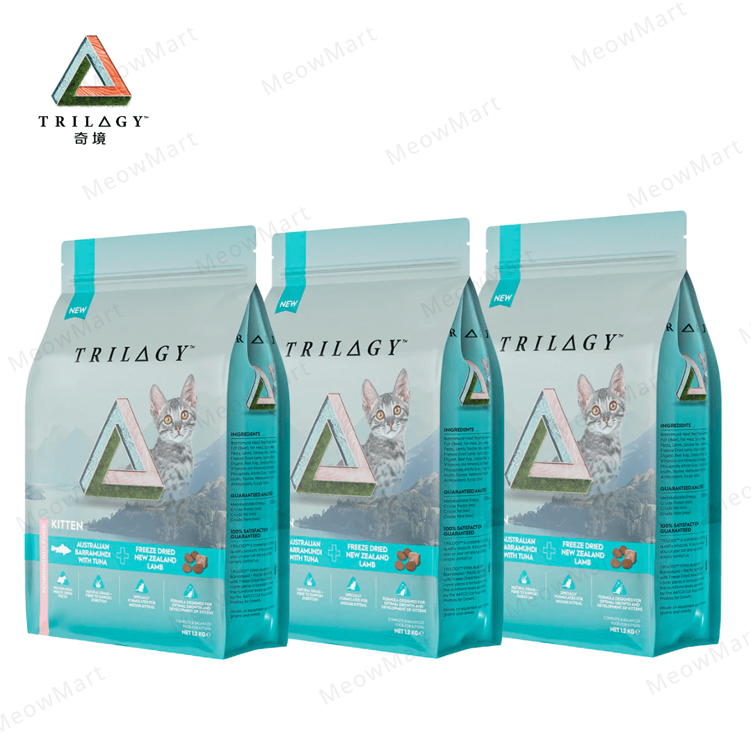 【3包優惠】Trilogy™ 奇境－無穀凍乾幼貓糧｜澳洲尖吻鱸魚&吞拿魚＋5%紐西蘭羊肺凍乾 1.2kg x 3