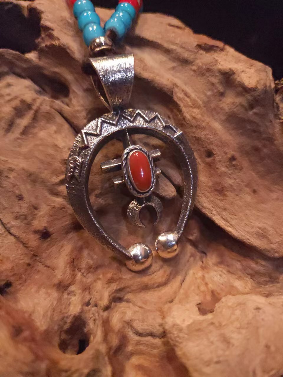 K.Yazzie -Silver Naja with Coral (L)
