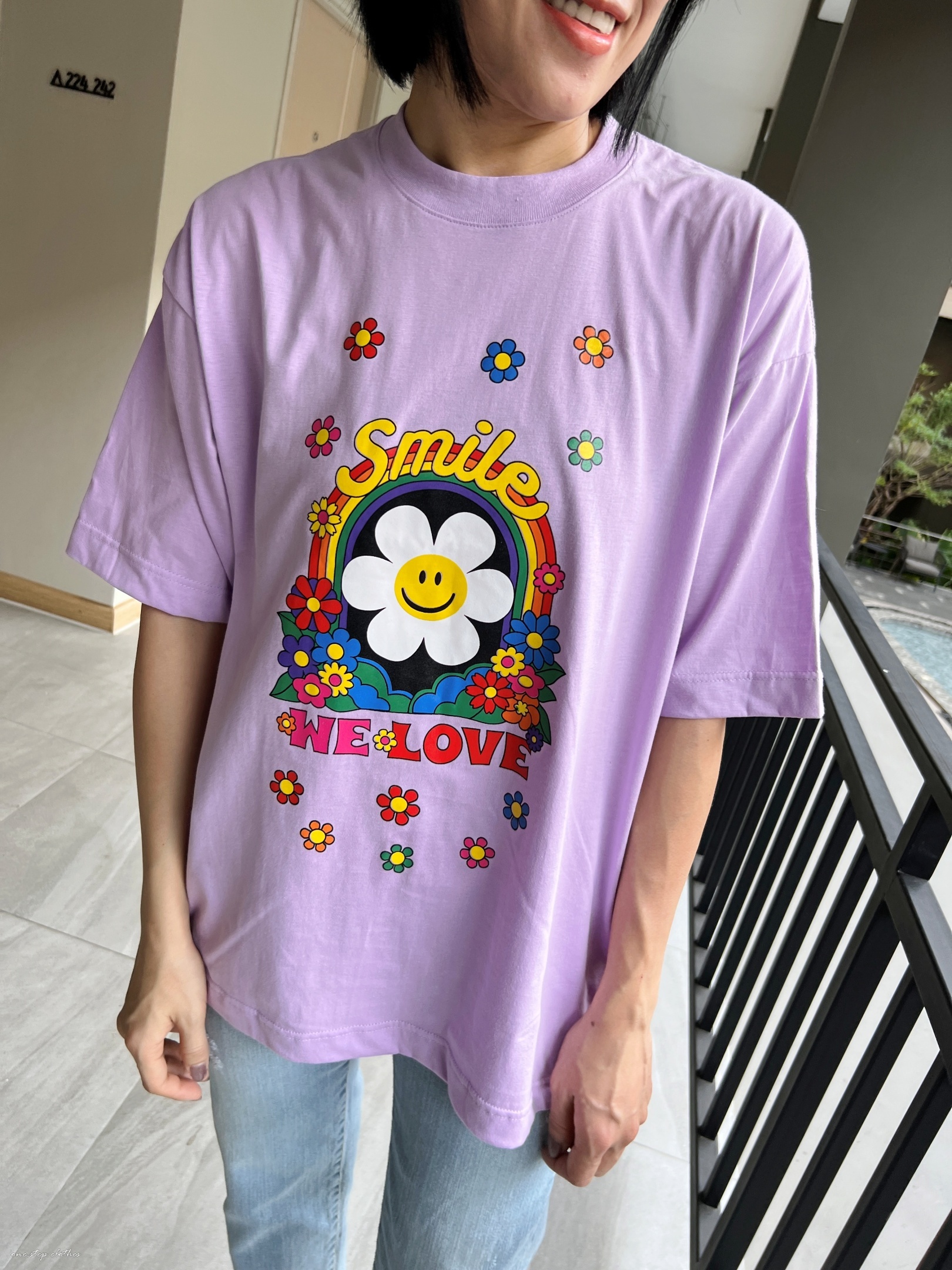 泰國紫羅蘭SMILE彩虹花朵T