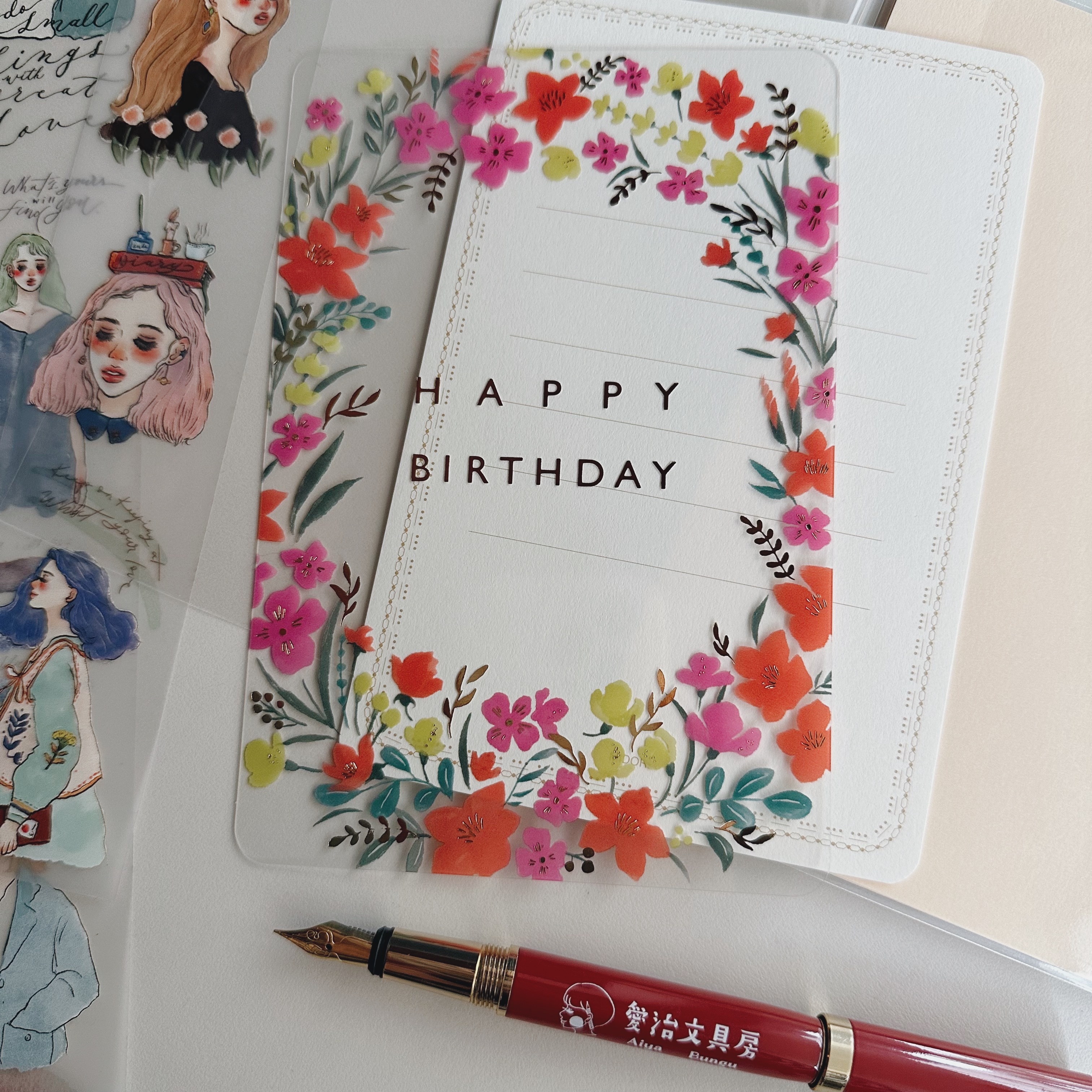 生日花圈 燙金 透明卡片｜日本MIDORI