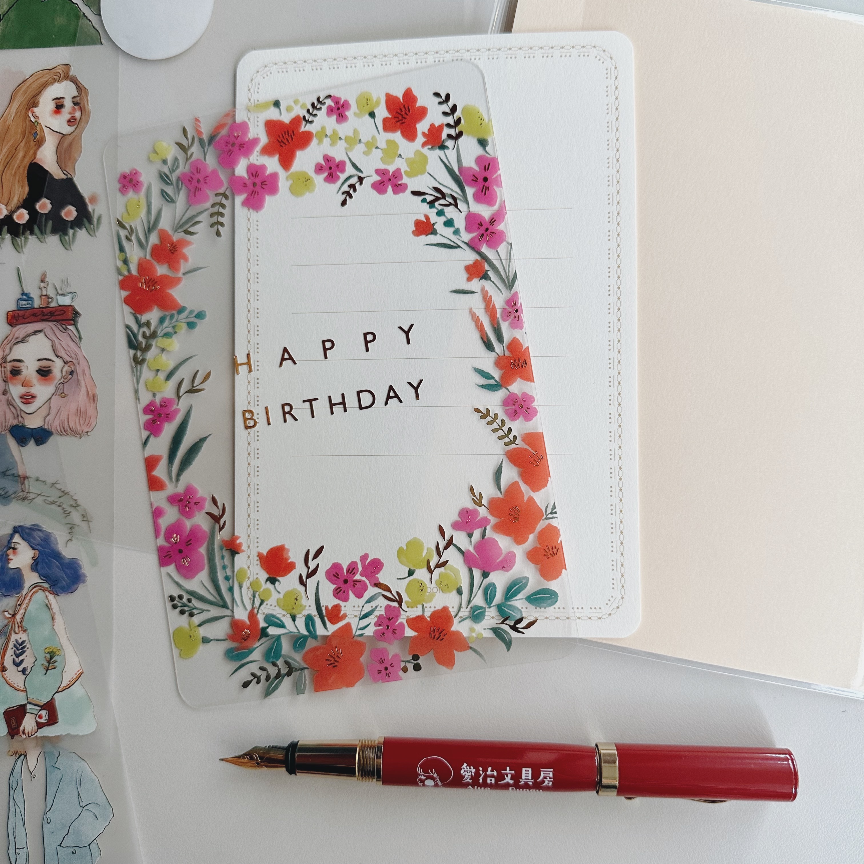 生日花圈 燙金 透明卡片｜日本MIDORI