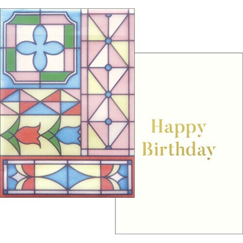紅色花窗 Vetrata彩繪玻璃 生日卡片