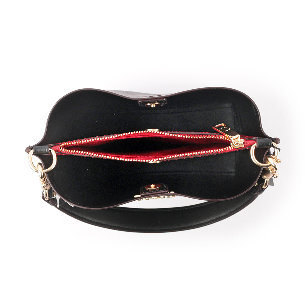 【COACH】Mollie 22 塗層帆布二用水桶包(巧克力色)