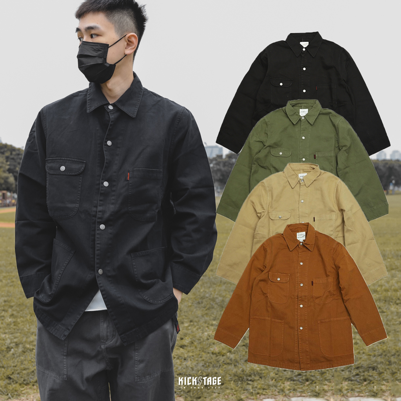 [4折售出無退換] 日本品牌GRAMICCI COVER ALL JACKET 黑色 軍綠 卡其 摩卡 小標 口袋 工裝 襯衫 外套【GMJK-20S003】