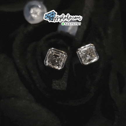 全新18K白金【主石34份方形鑽石】耳環