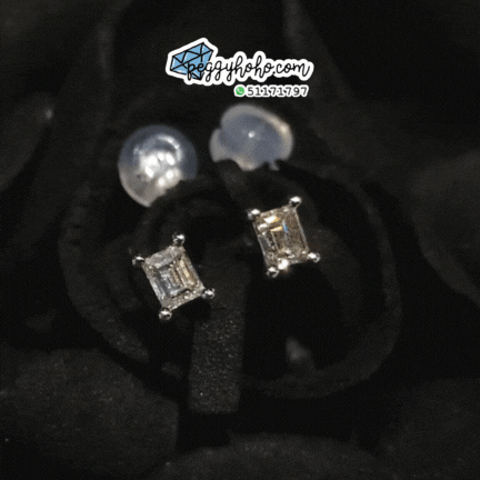 全新18K白金【主石30份方形鑽石】耳環