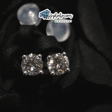 全新18K白金【主石49份鑽石】耳環