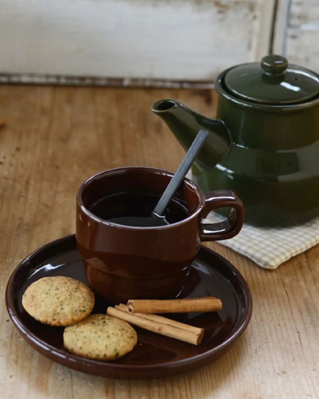 Causette 復古馬克杯及點心盤 套裝 啡色｜studio m'