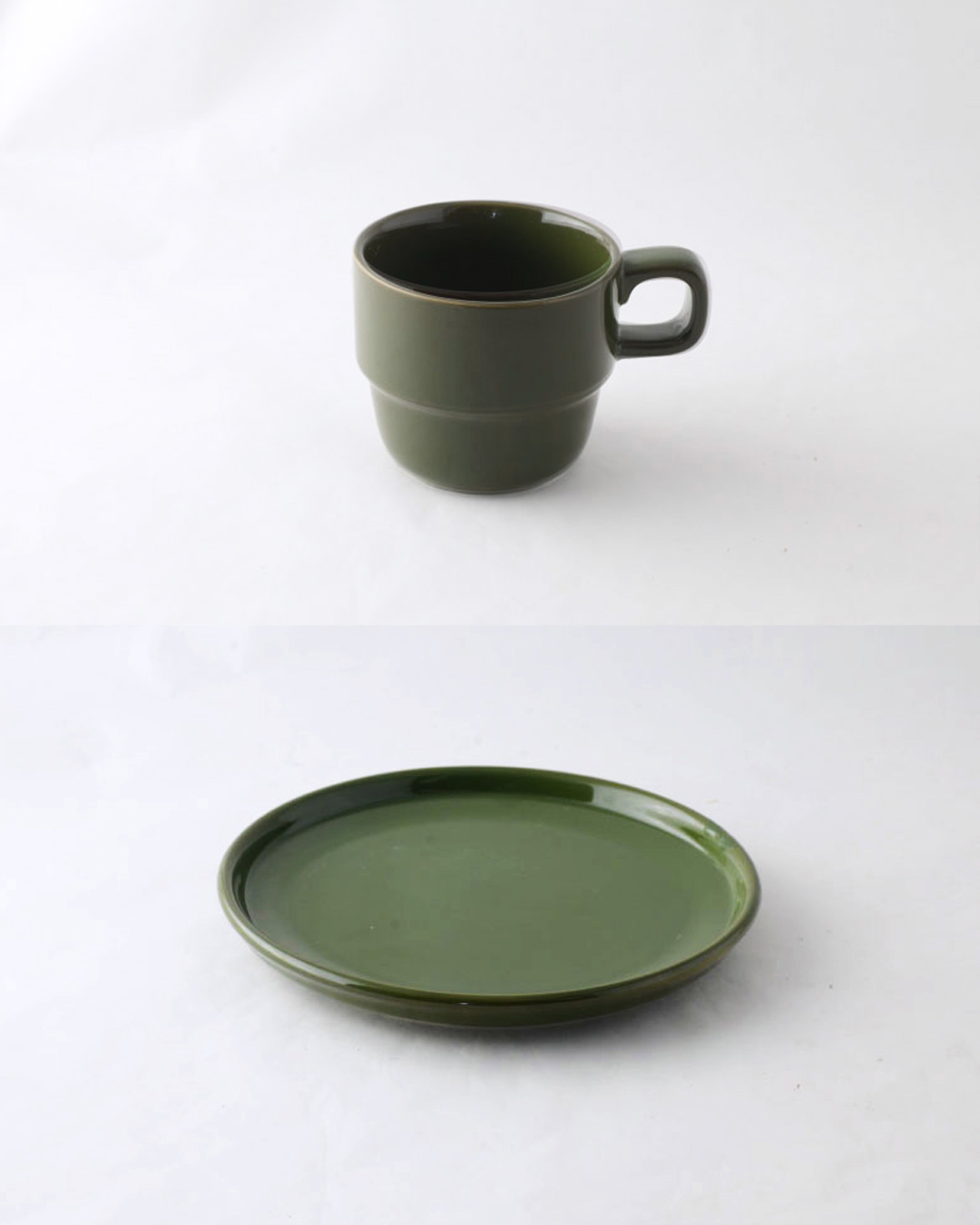 Causette 復古馬克杯及點心盤 套裝 苔綠｜studio m'