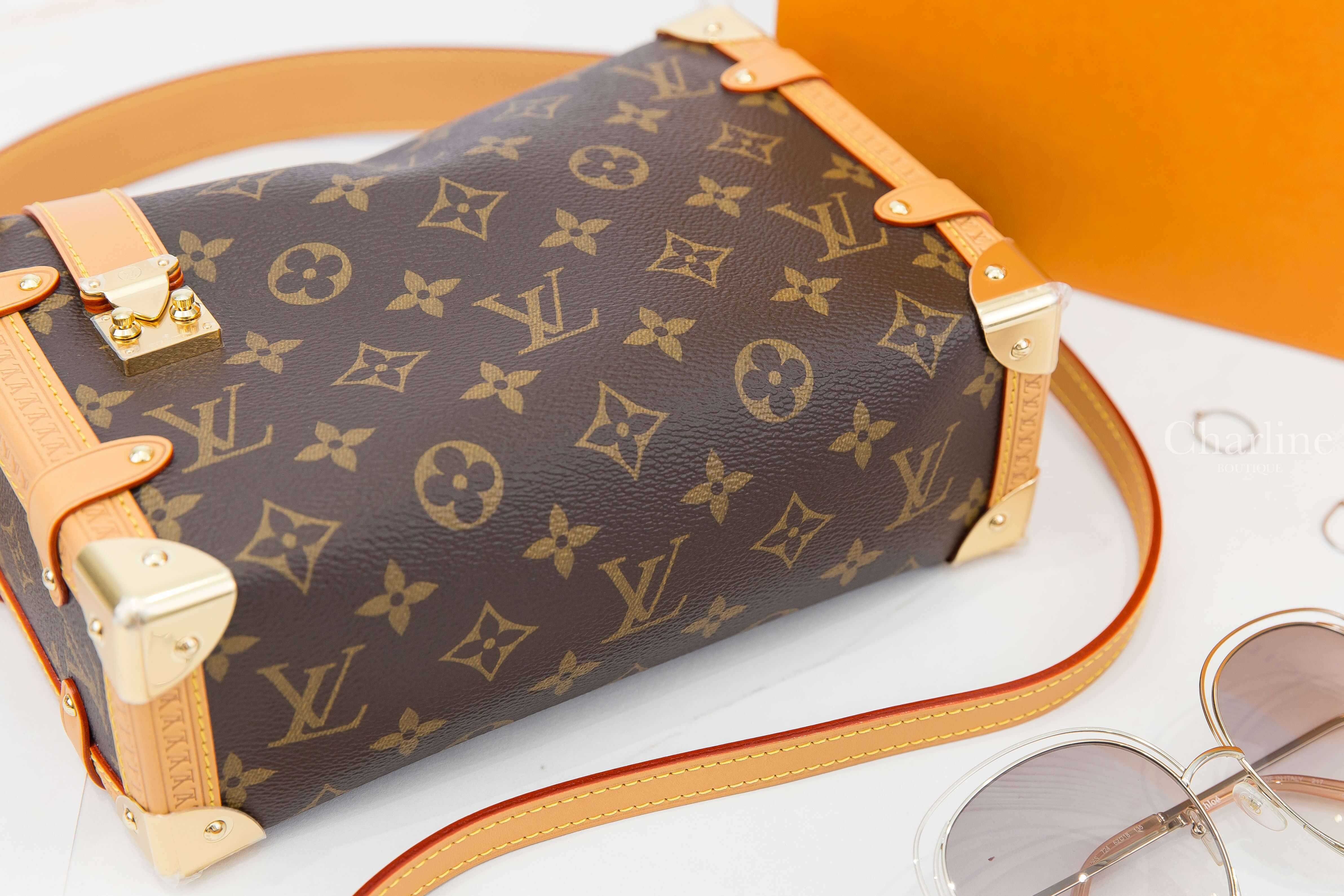 Louis Vuitton Side Trunk PM Bag 咖啡色老花帆布行李箱造型金屬邊角手提肩背包-Charline Boutique 精品代購