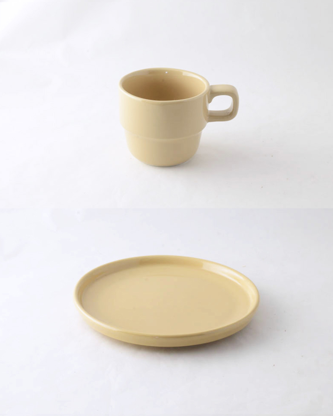 Causette 復古馬克杯及點心盤 套裝 米色(奶茶色)｜studio m'