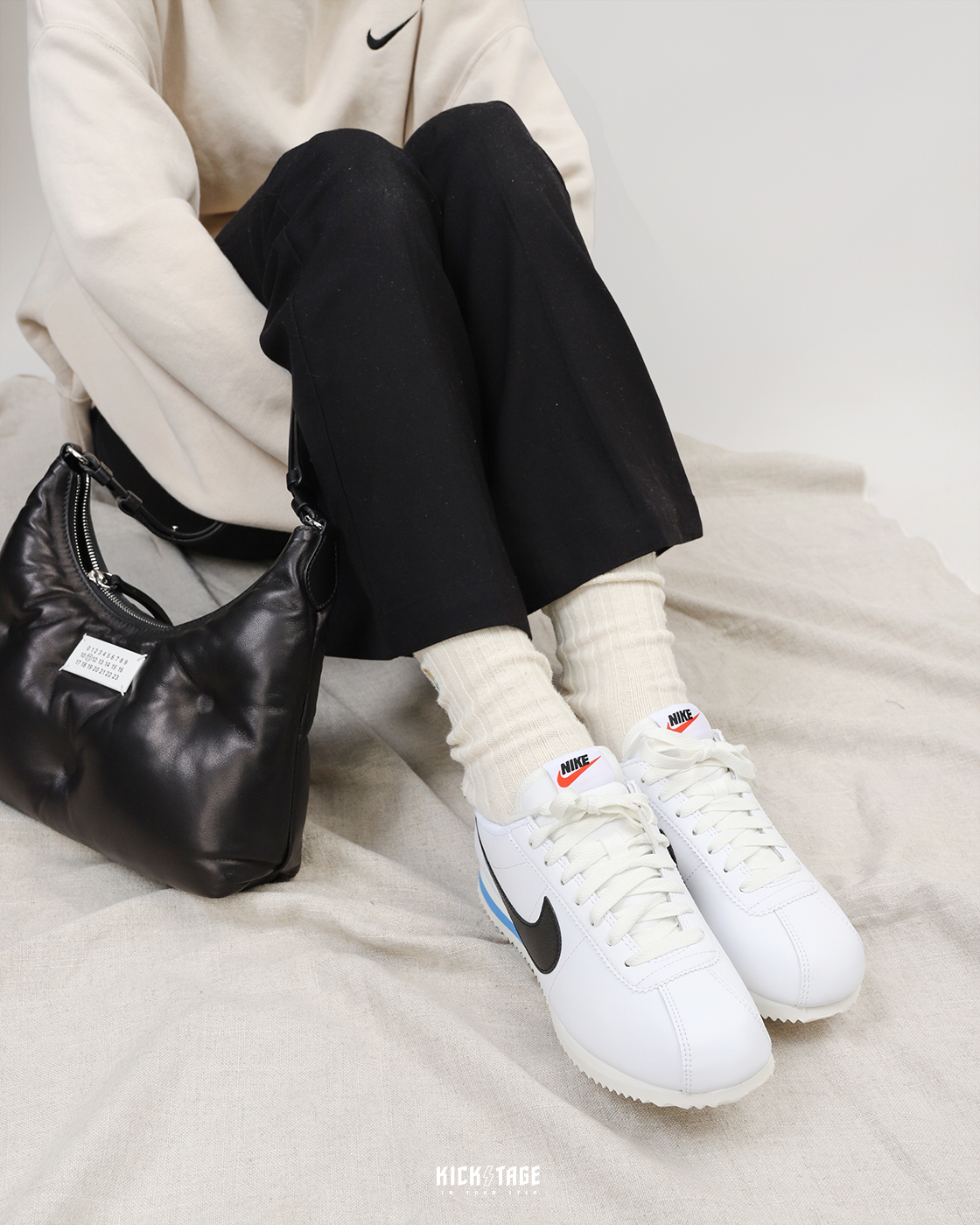 女鞋NIKE CORTEZ WHITE BLACK 白黑水藍低筒休閒鞋【DN1791-100】