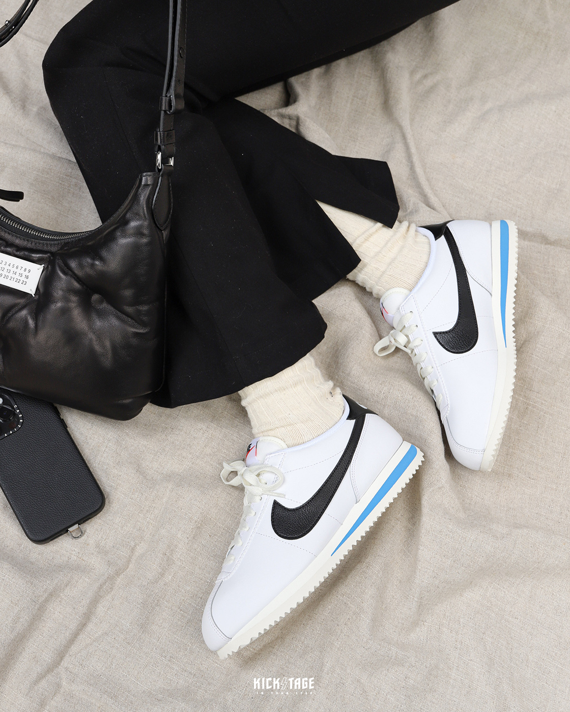 **特價商品售出無退換**男女鞋 NIKE CORTEZ WHITE BLACK New Jeans同款 白黑 水藍 阿甘鞋 低筒 休閒鞋 【DN1791-100】25SALE