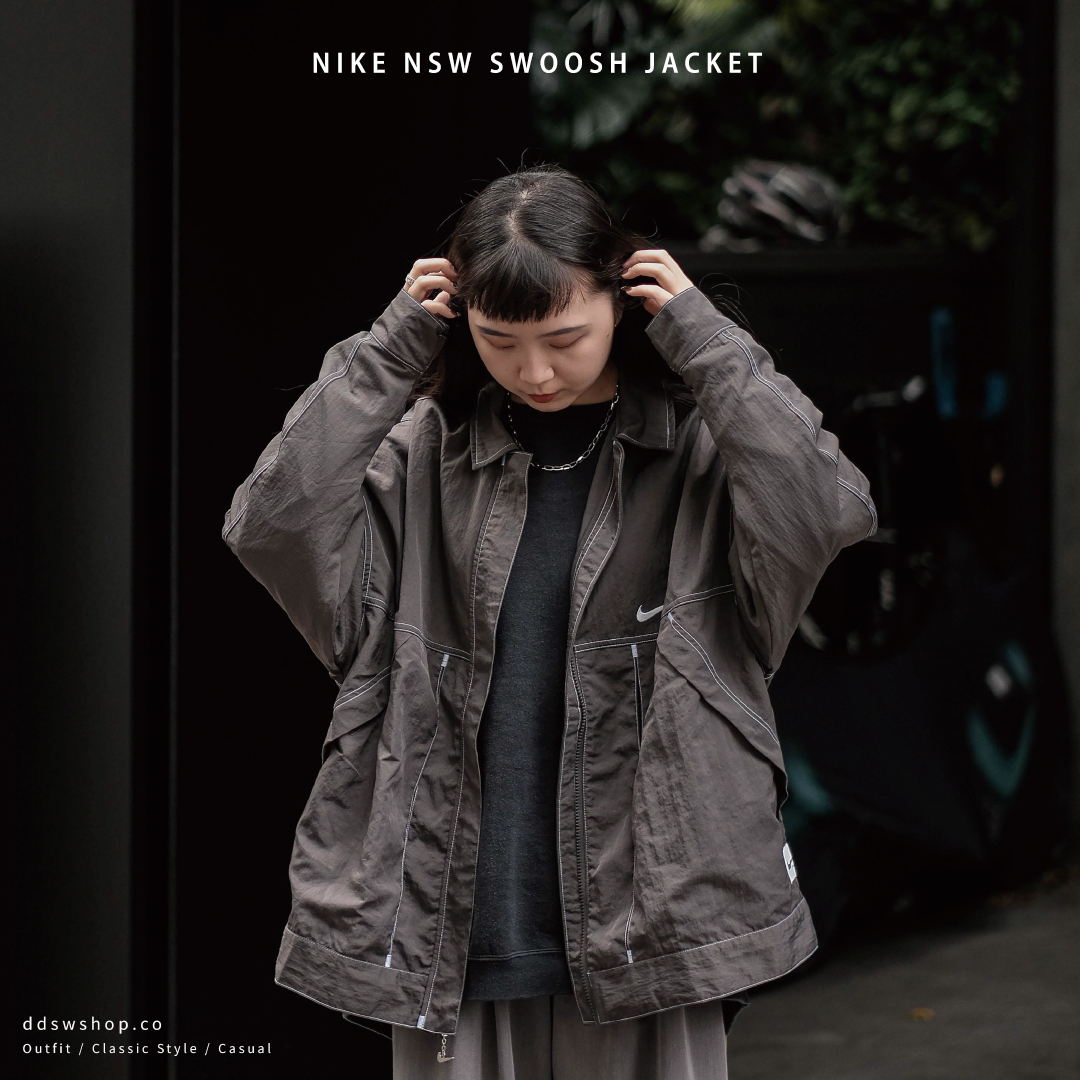 Nike NSW Swoosh 外套 咬標 外縫線 工裝外套 梭織夾克 深灰 FD9929-261
