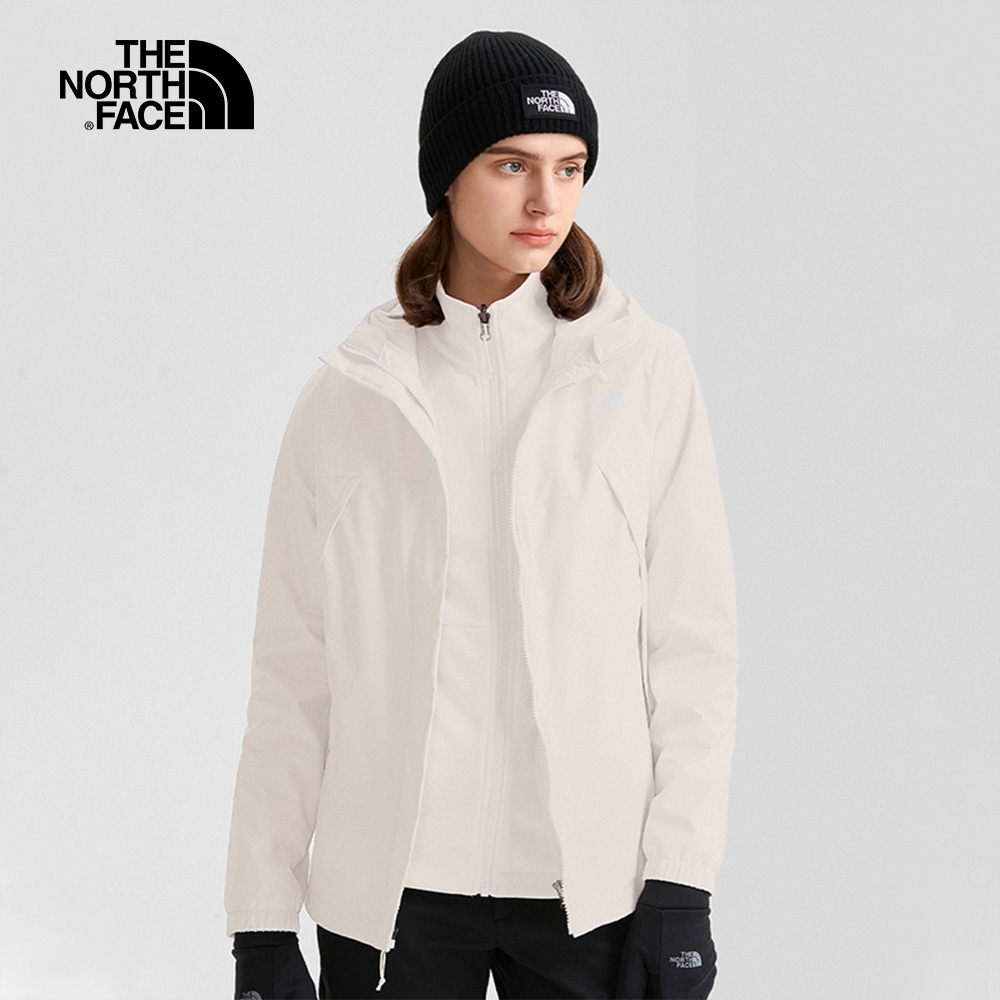 The North Face W ANTORA 女 防水透氣 連帽三合一外套 白 FEB-