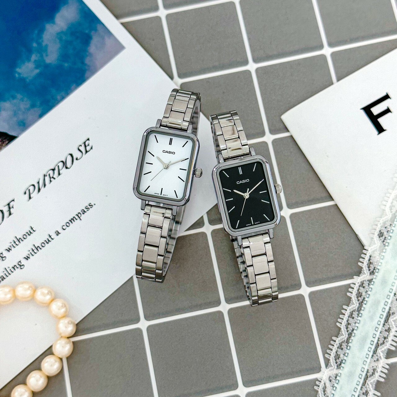 【CASIO 卡西歐】方形質感指針腕錶 LTP-V009D-7E(白色)/LTP-V009D-1E(黑色) 現代鐘錶