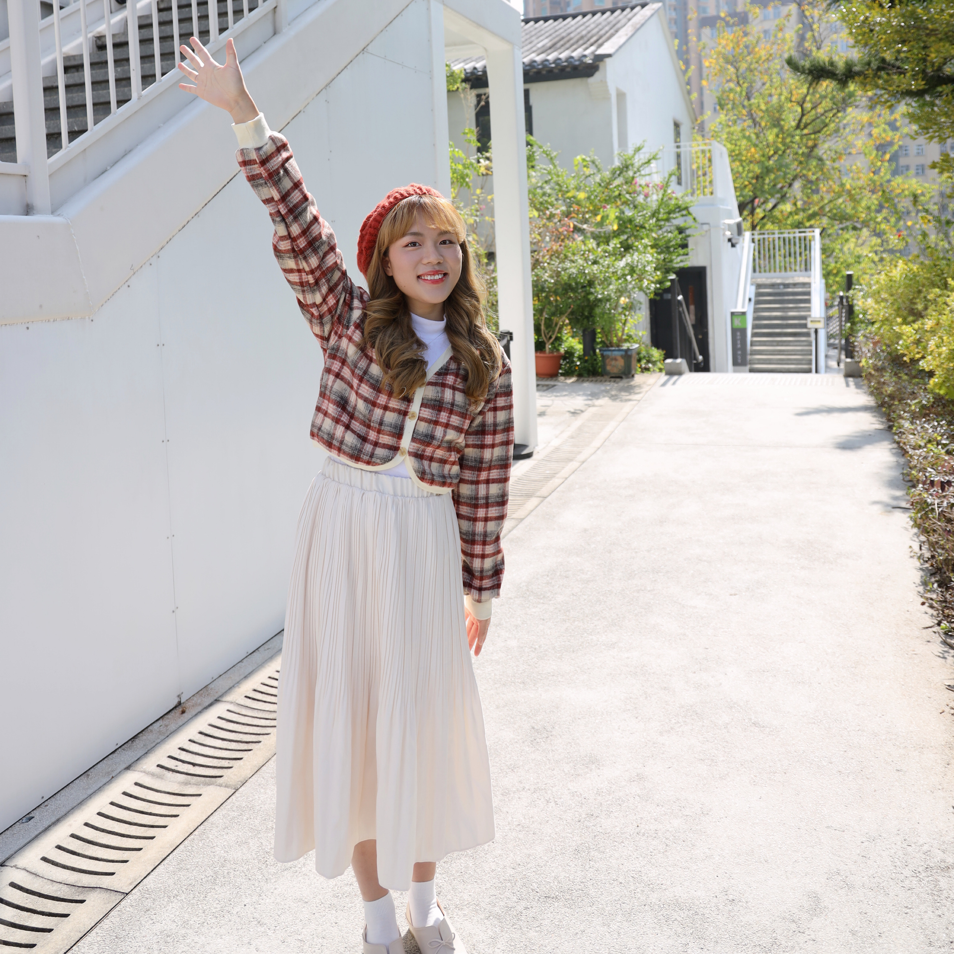 ✨||Top326 ||紅啡格活潑外套top