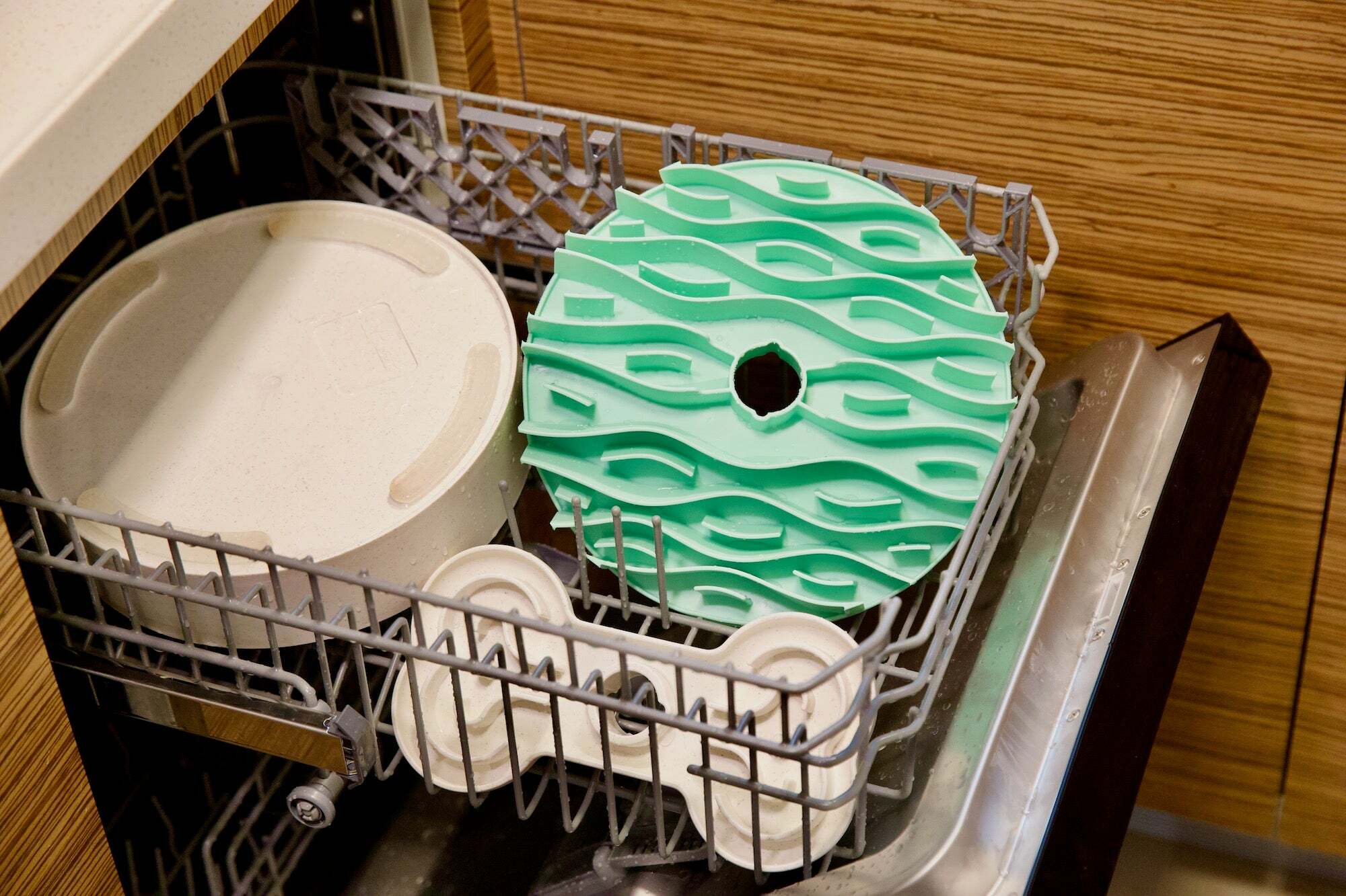 【Puzzle Feeder】旋轉拼圖多功能環保慢食墊（碎波浪-綠）