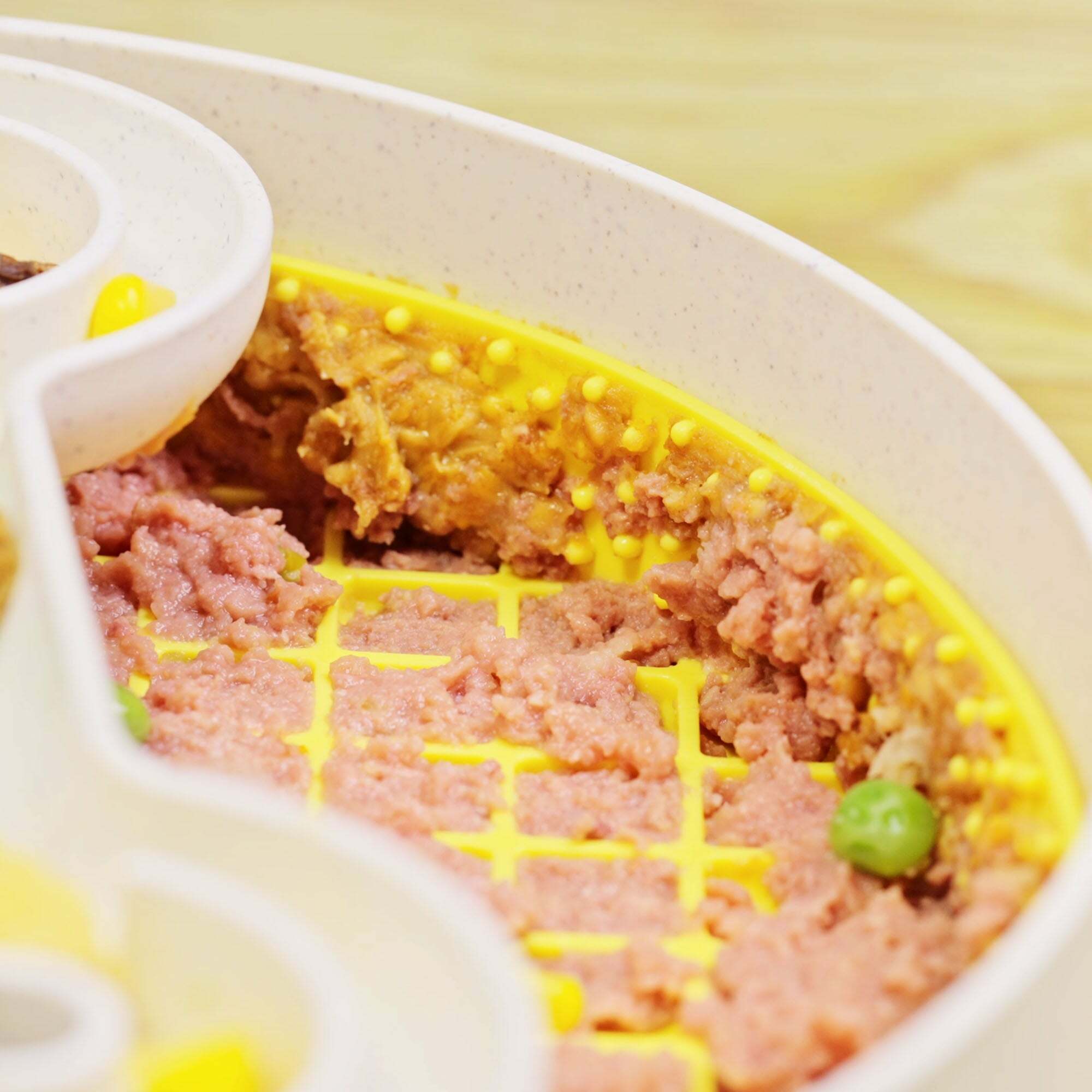 【Puzzle Feeder】旋轉拼圖多功能環保舔食墊(格紋十字-黃）