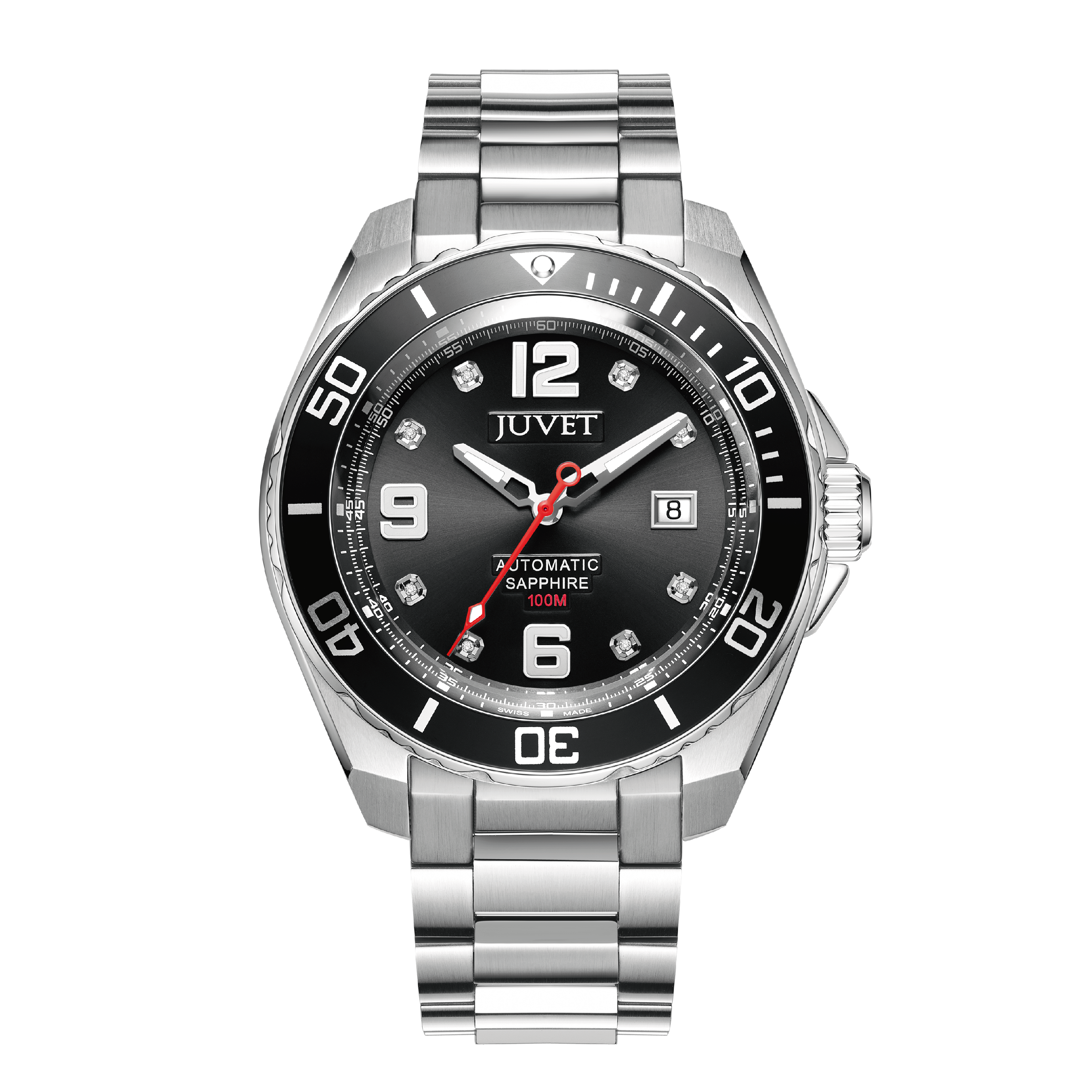 JUVET JV3022 男裝潛水錶 機械錶 銀黑色
