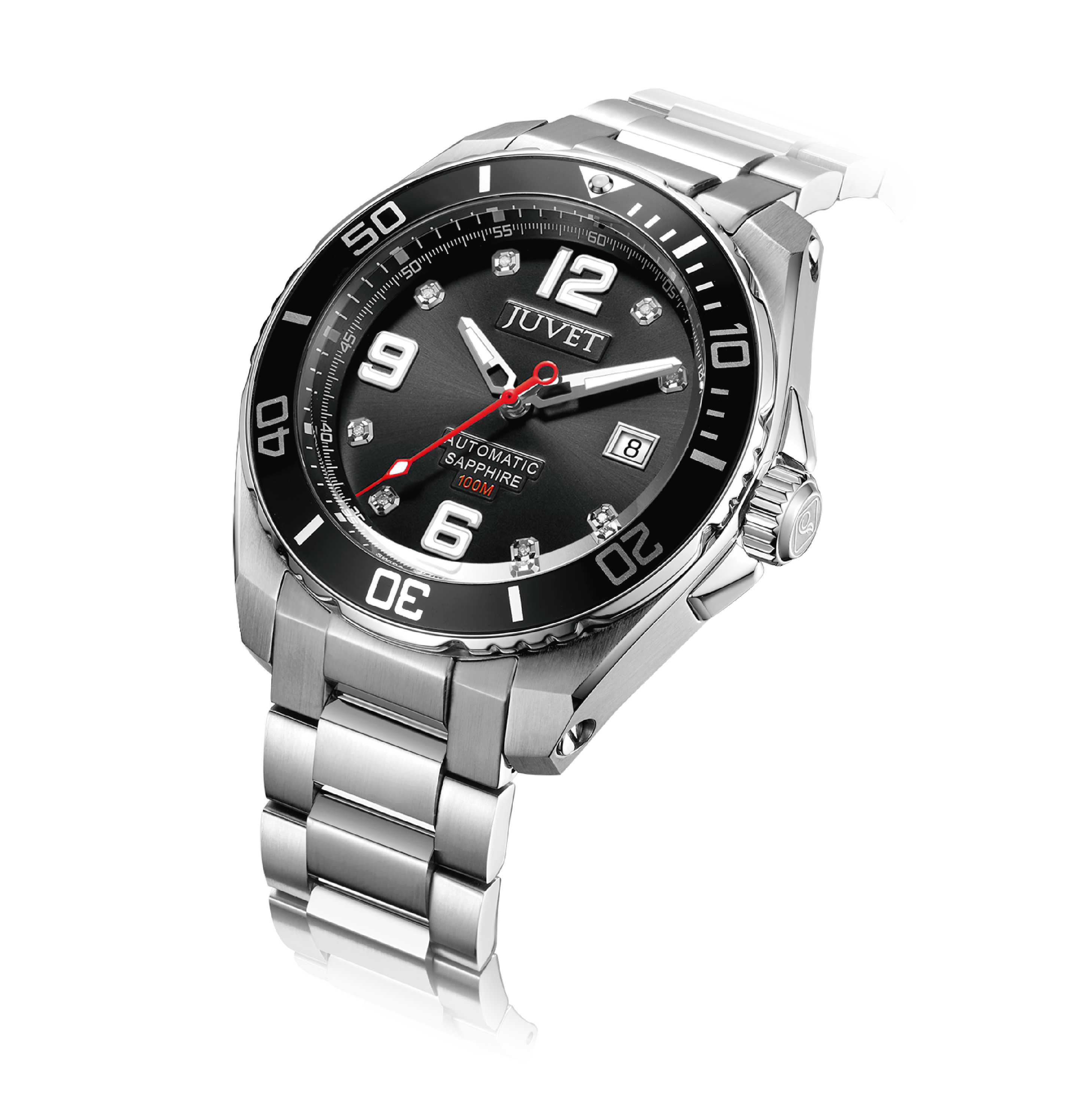 JUVET JV3022 男裝潛水錶 機械錶 銀黑色