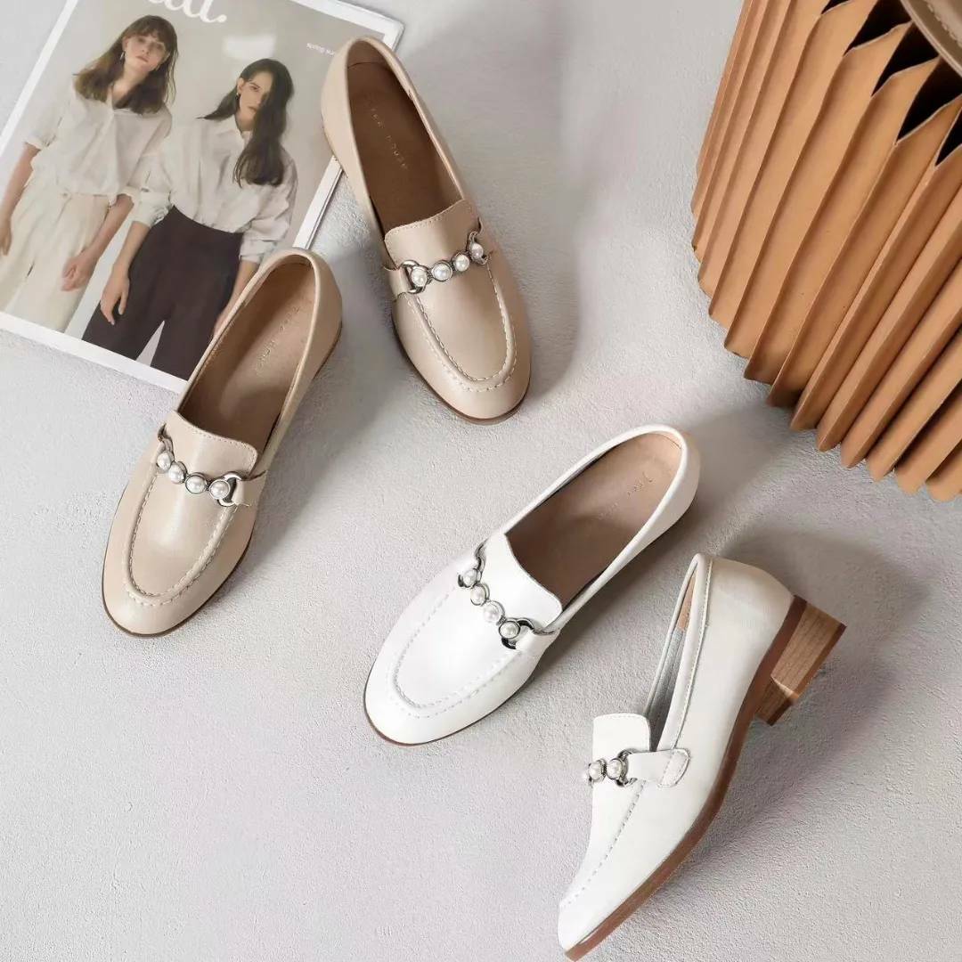 奢華珍珠牛皮小單鞋