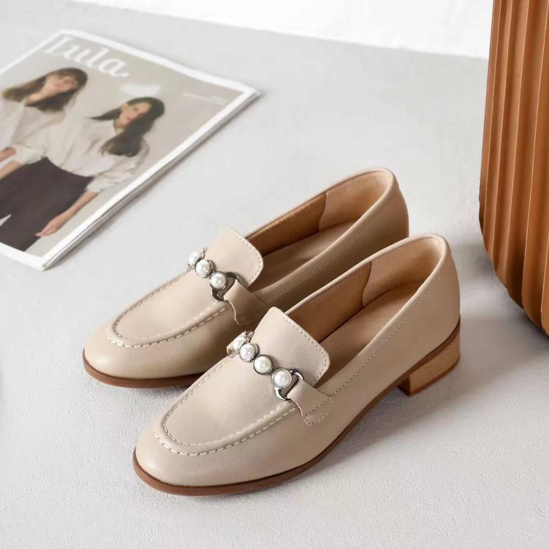 奢華珍珠牛皮小單鞋